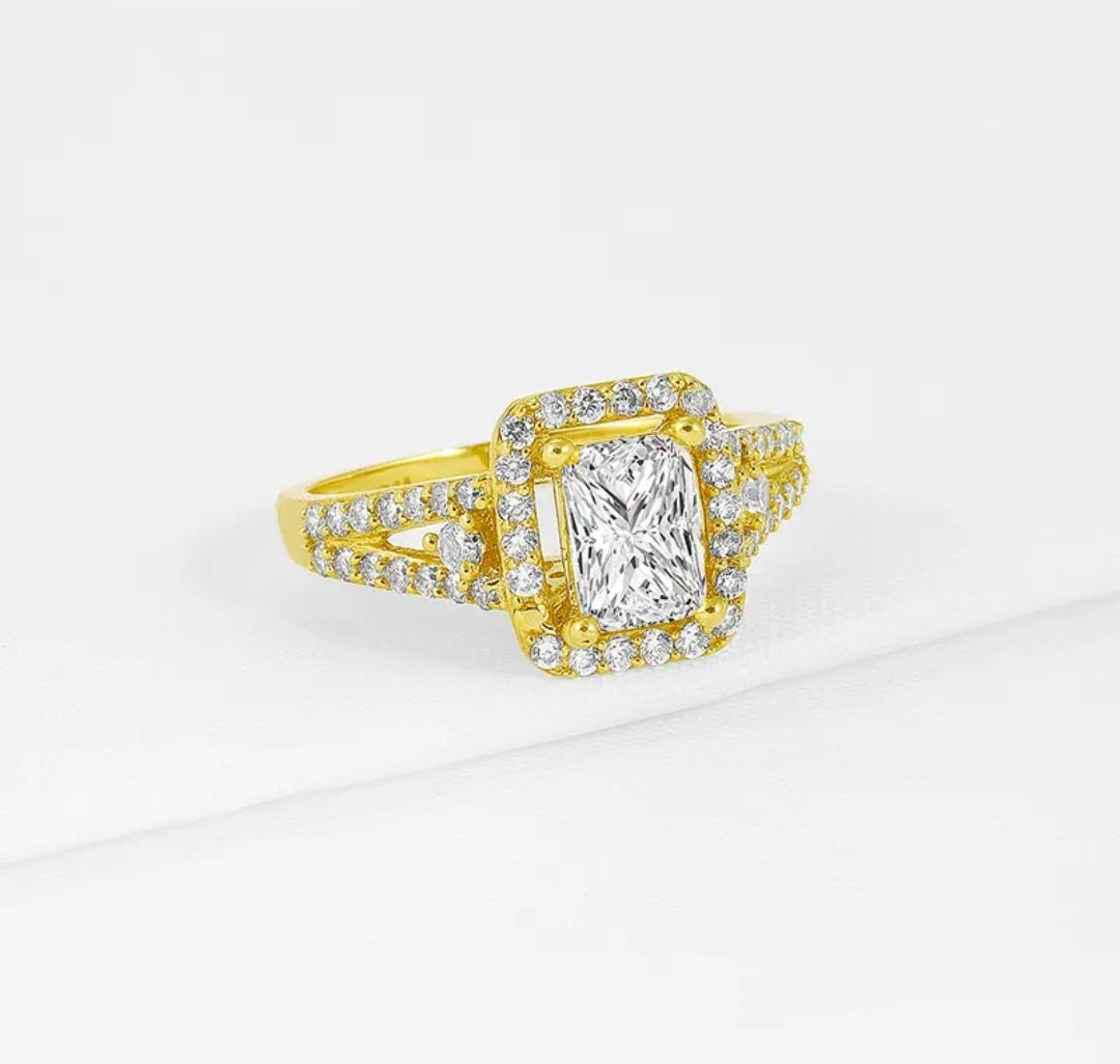 Solid gold 1ct radiant cut moissanite ring