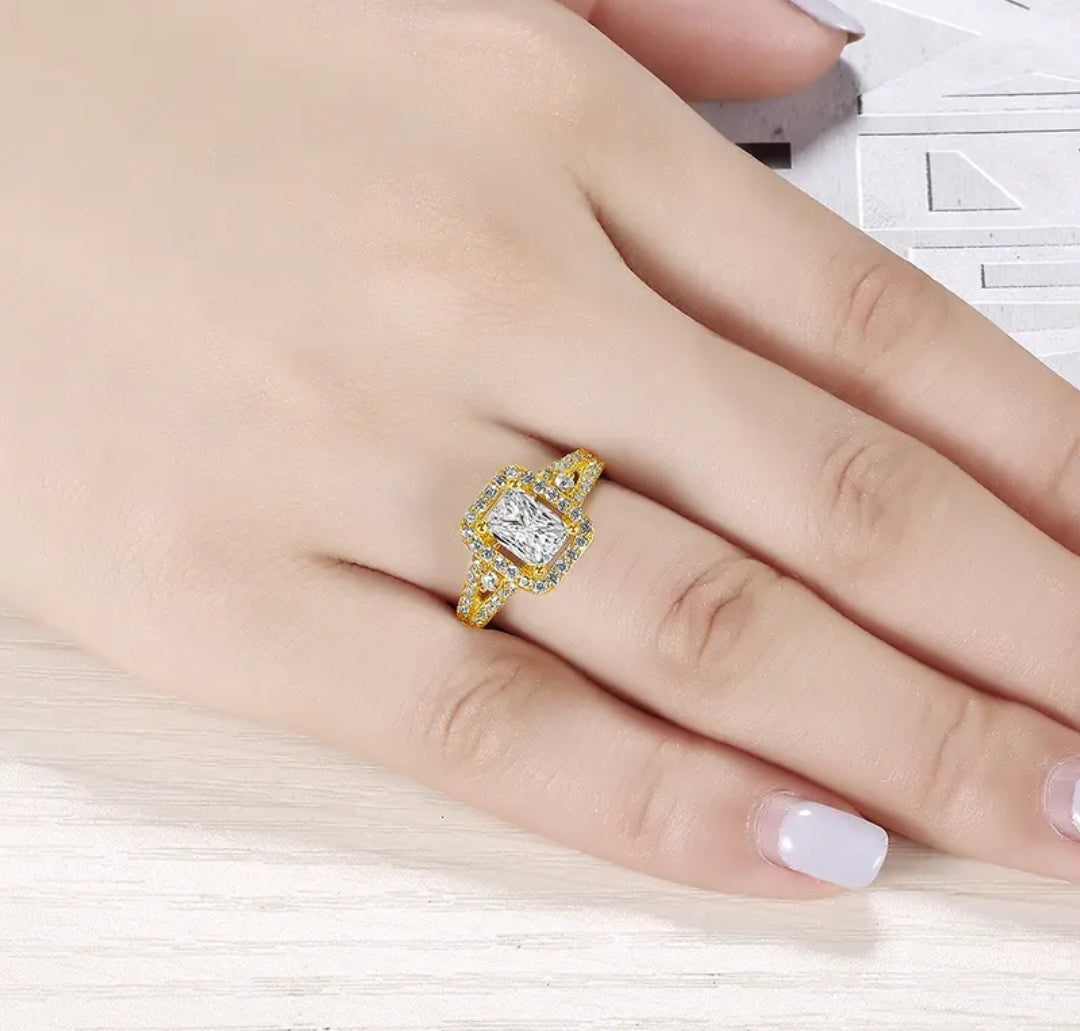 Solid gold 1ct radiant cut moissanite ring