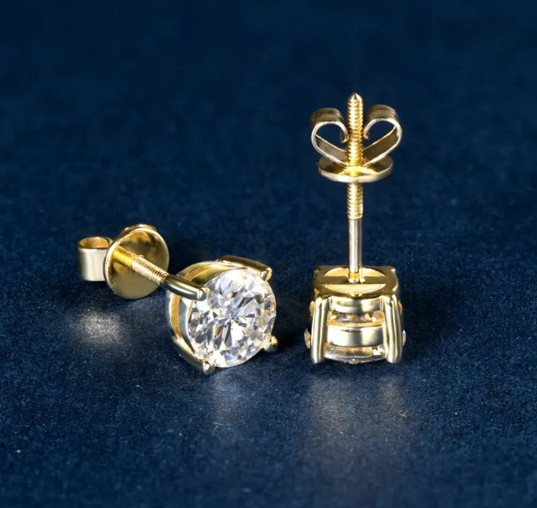 10k gold earrings with 6mm moissanite