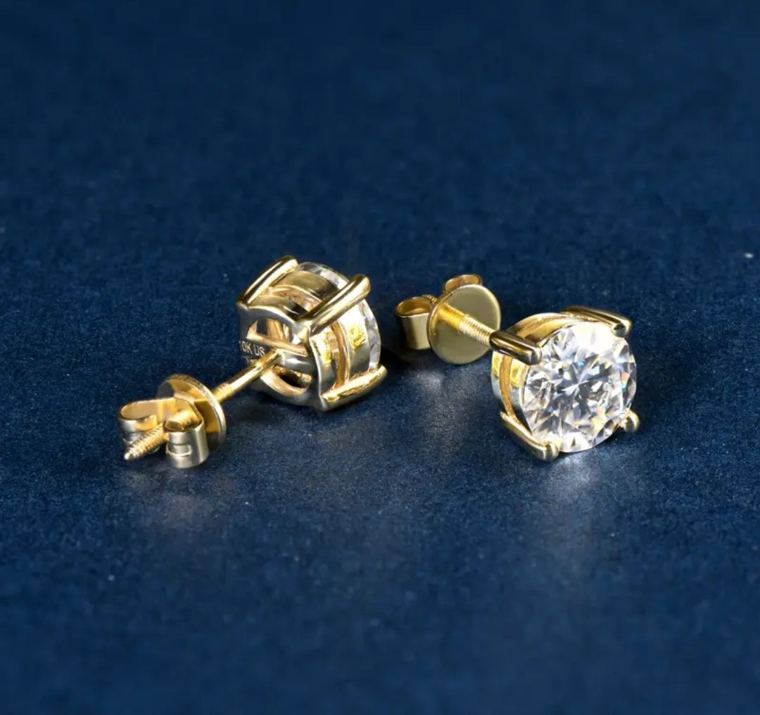 10k gold earrings with 1.2ct moissanite