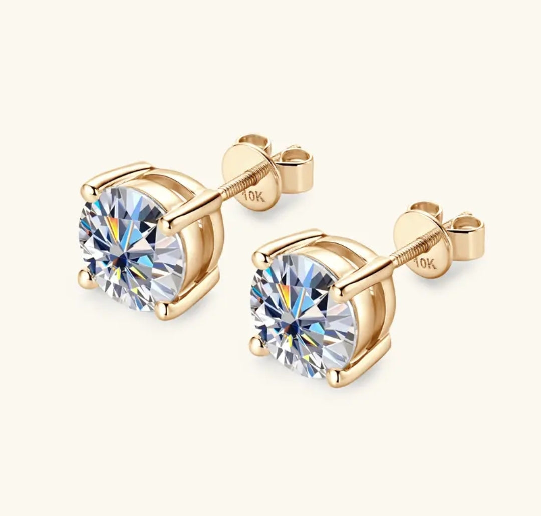 10k gold earrings with 2ct moissanite