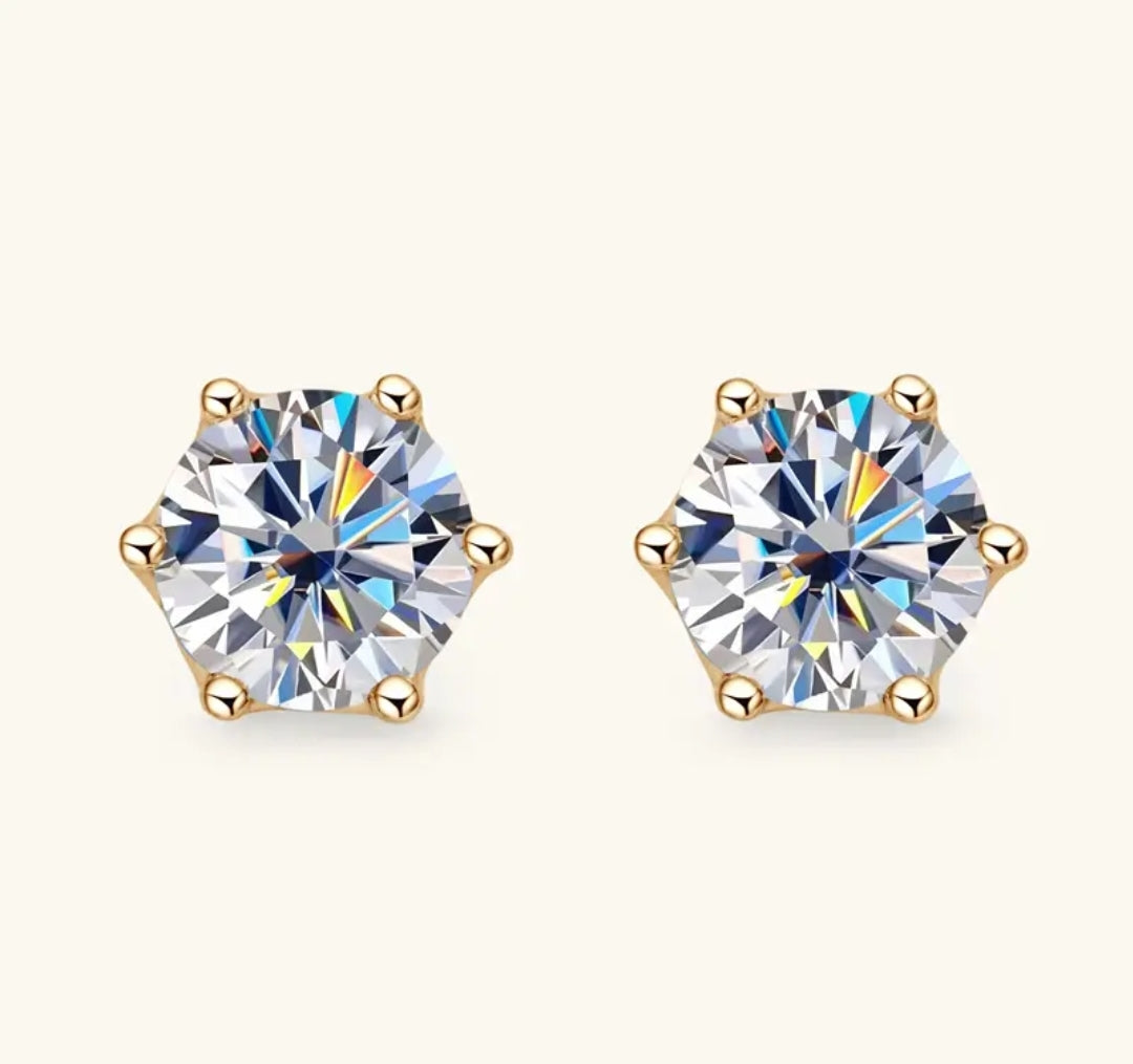 10k gold earrings with 5mm moissanite