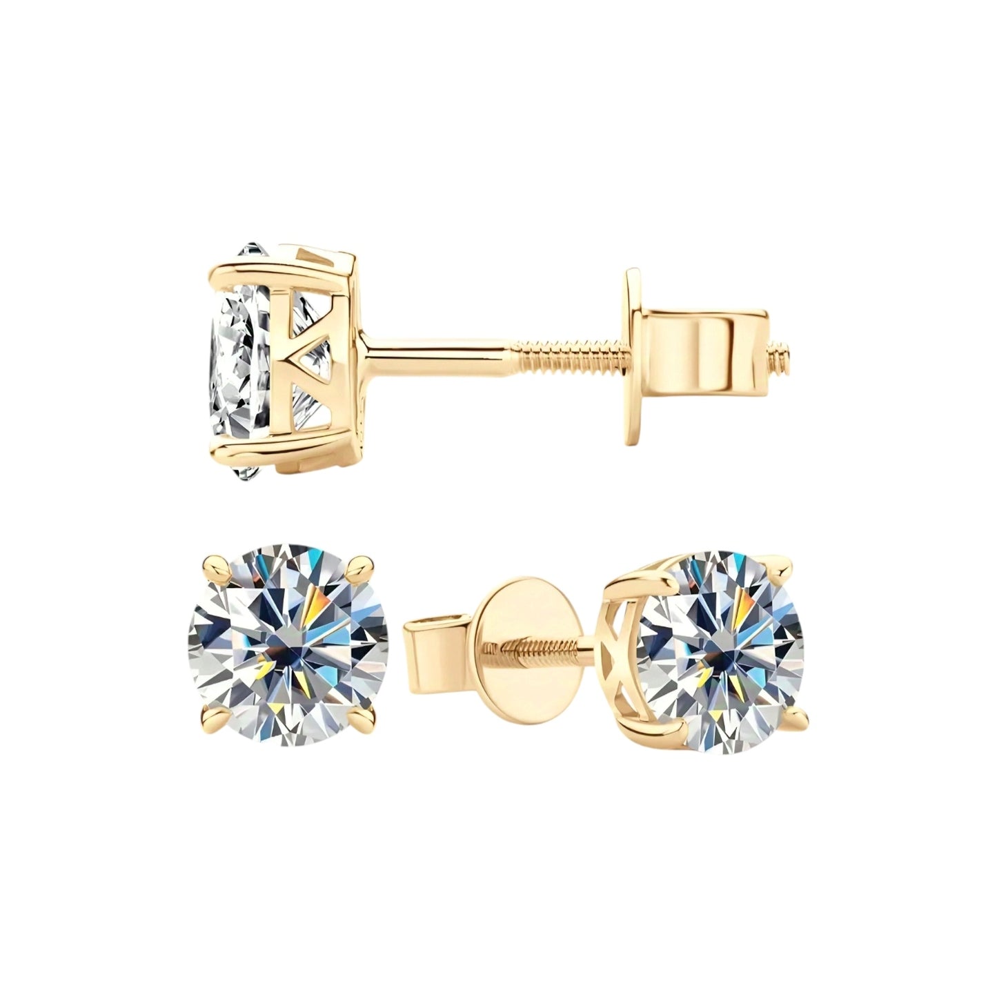 10k gold earrings with 6mm 0.8ct moissanite