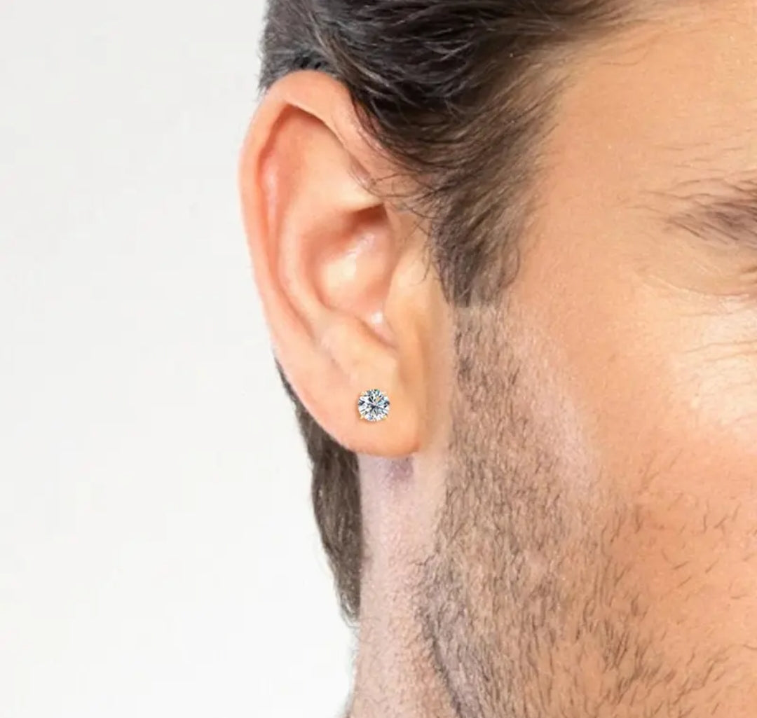 10k gold earrings with 6mm 0.8ct moissanite