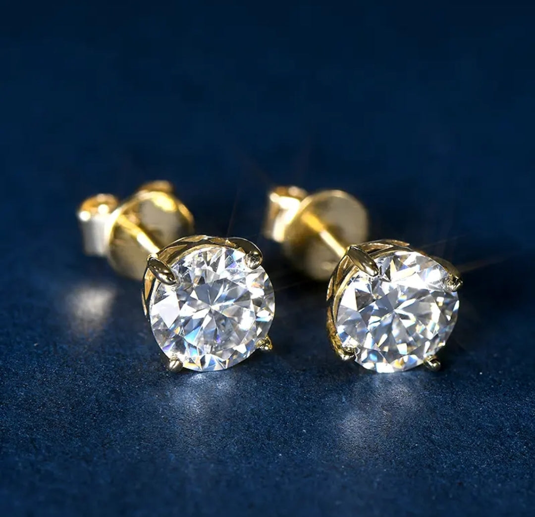 10k gold earrings with 6mm 0.8ct moissanite