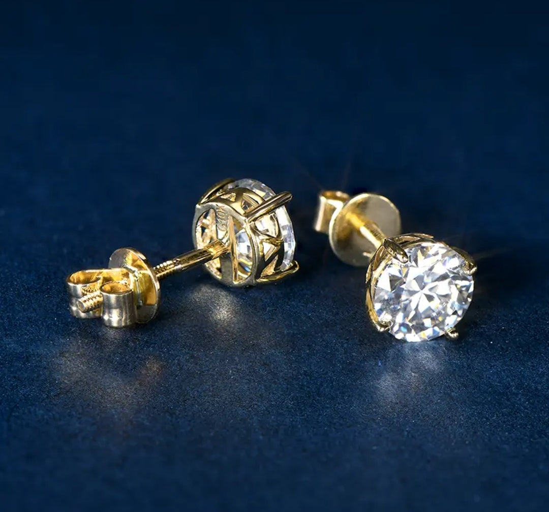 10k gold earrings with 6mm 0.8ct moissanite