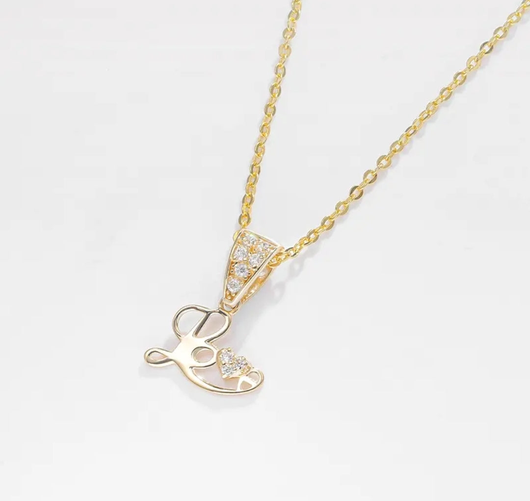 14k solid gold love necklace with 1.3mm zircons