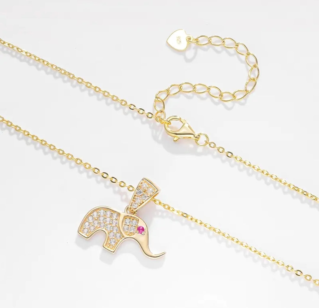 14k solid gold elephant necklace