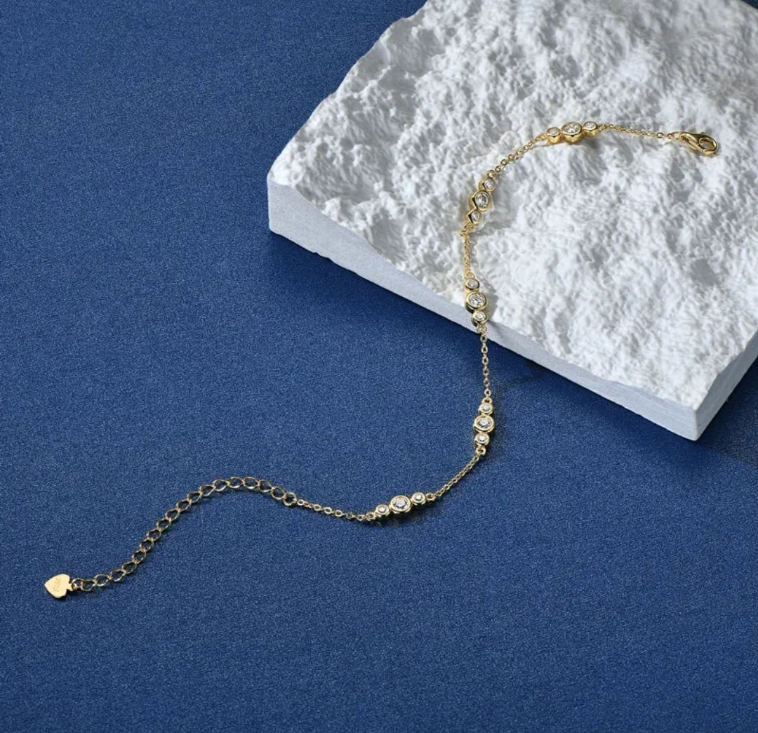 3mm and 2mm moissanite silver bracelet