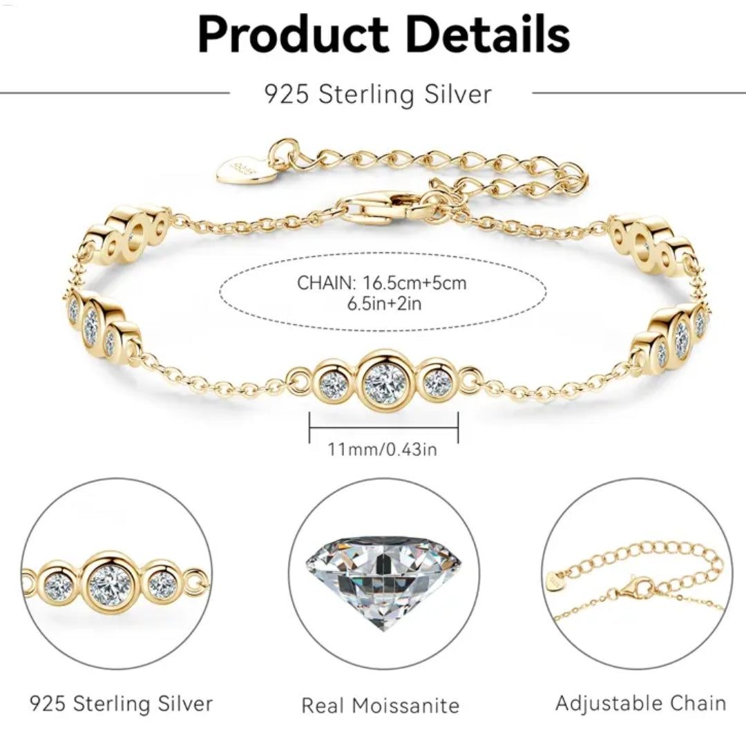 3mm and 2mm moissanite silver bracelet