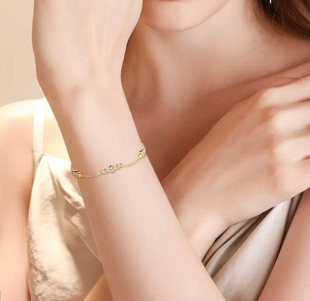 3mm and 2mm moissanite silver bracelet