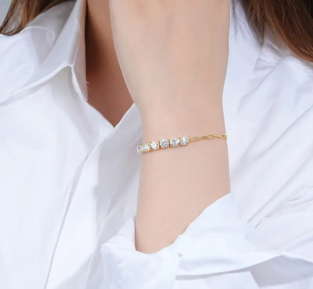 5mm*13pcs moissanite silver bracelet
