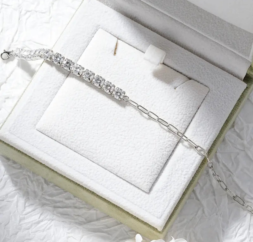 5mm*13pcs moissanite silver bracelet