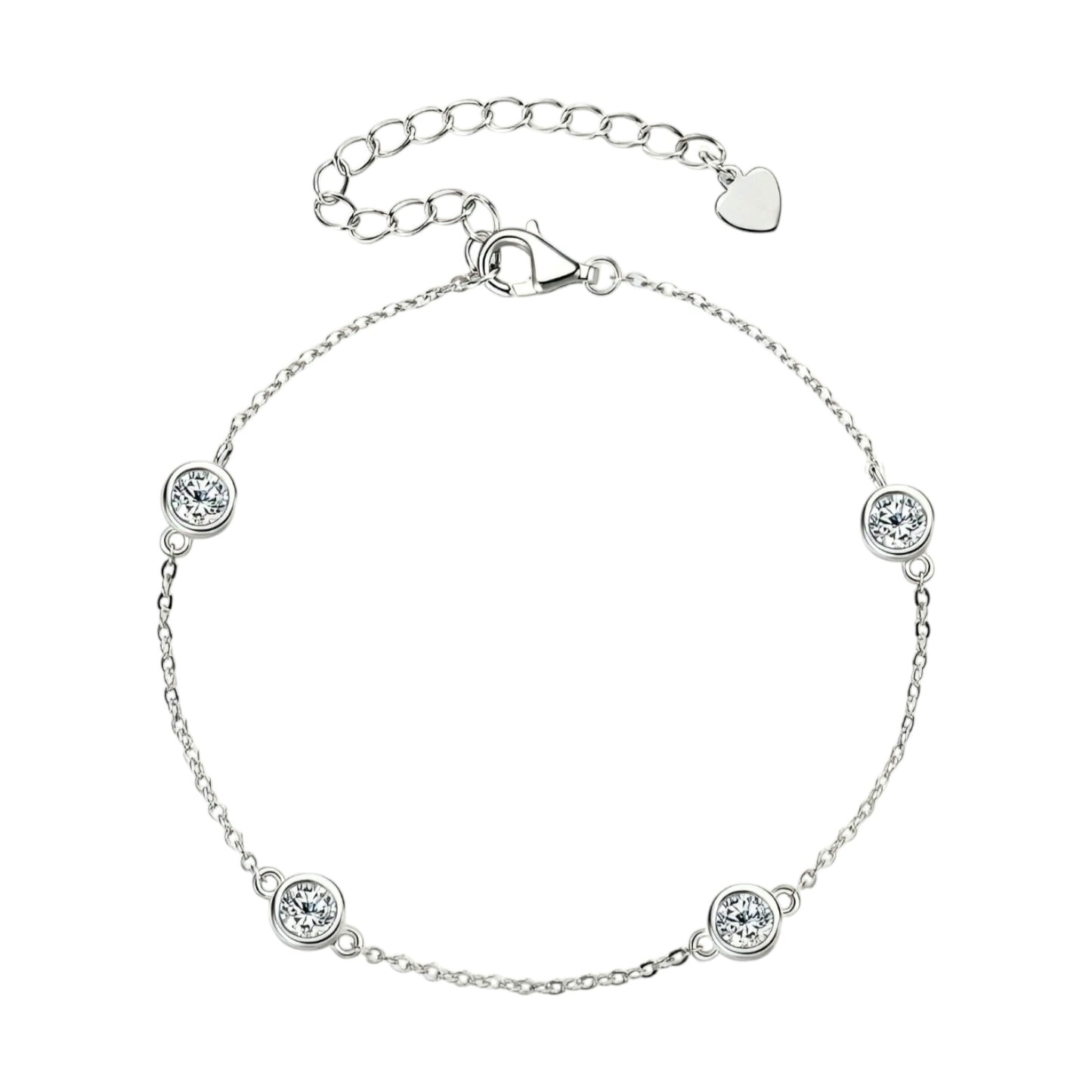 4mm*4pcs moissanite silver bracelet