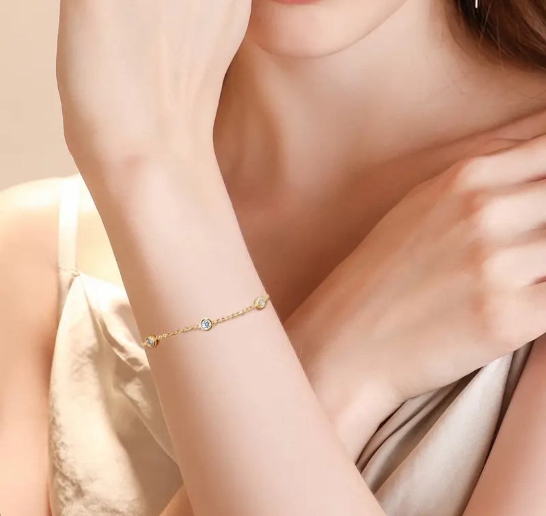4mm*4pcs moissanite silver bracelet