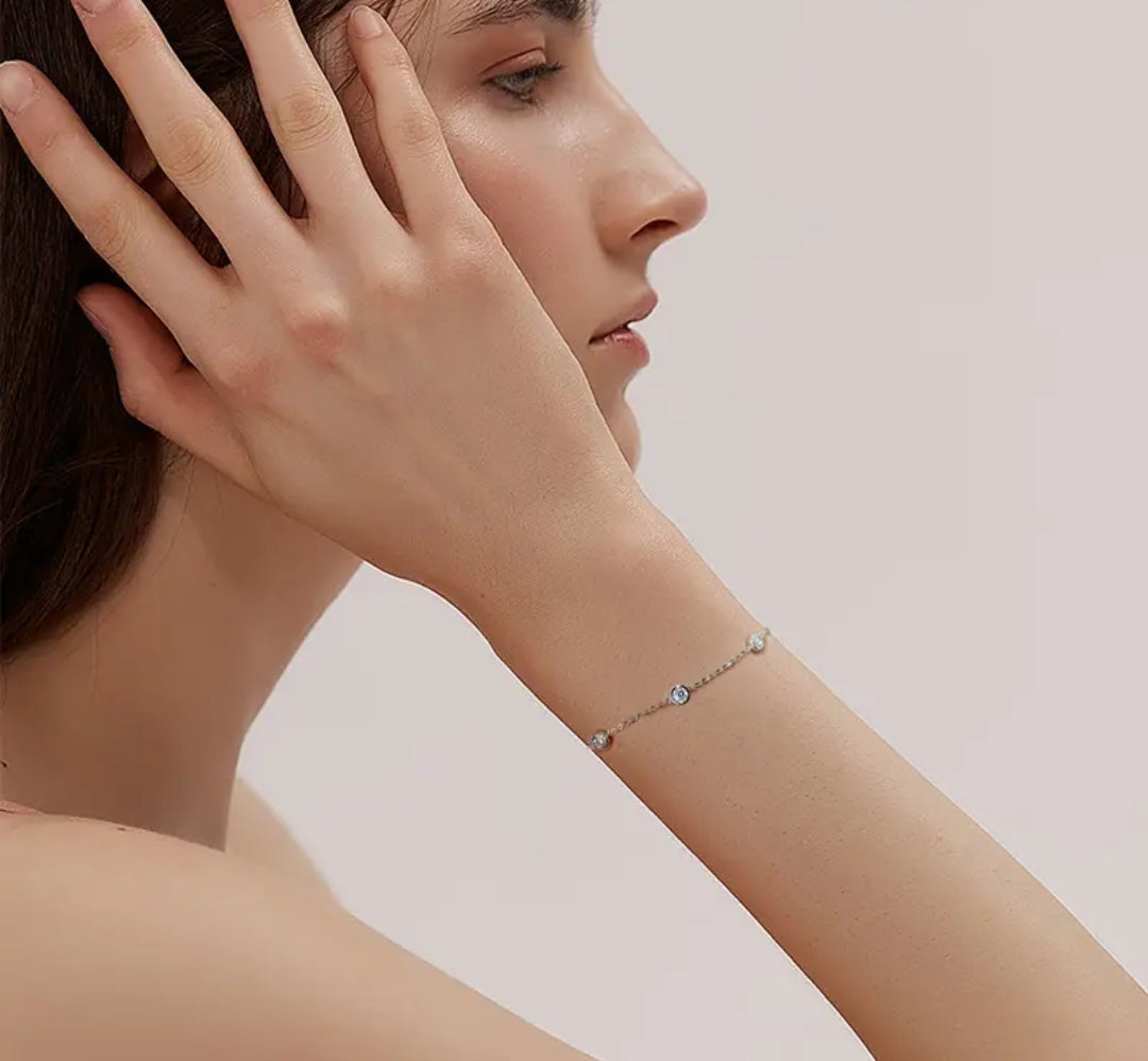 4mm*4pcs moissanite silver bracelet