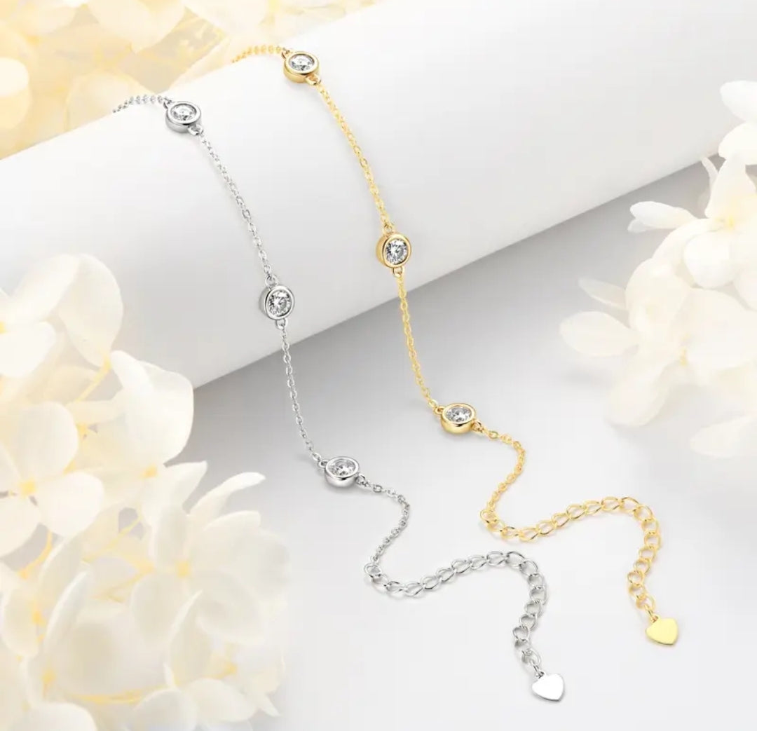 4mm*4pcs moissanite silver bracelet