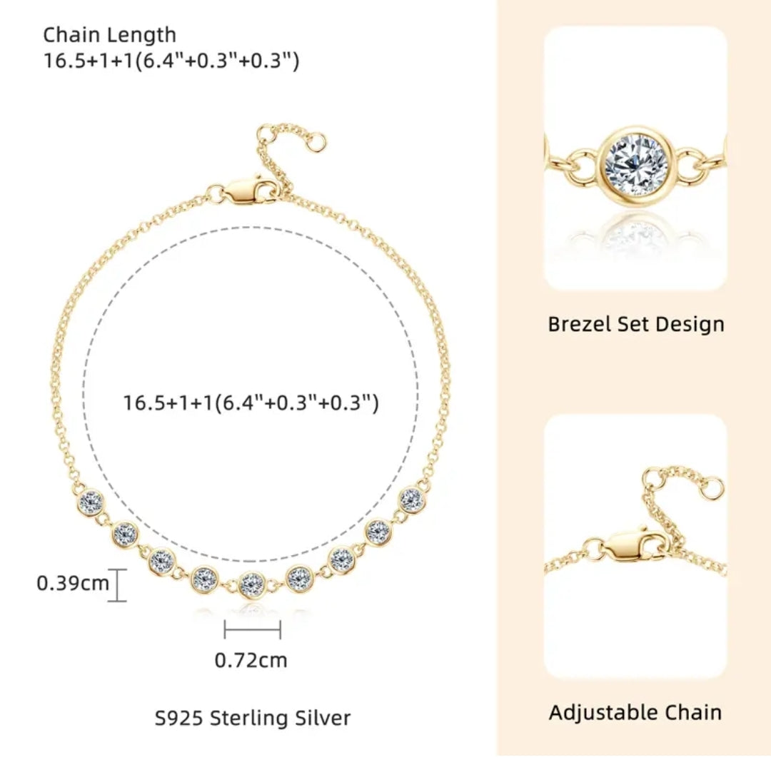 3mm*9pcs moissanite silver bracelet
