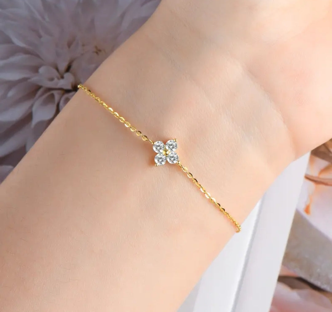 3mm*4pcs moissanite silver bracelet