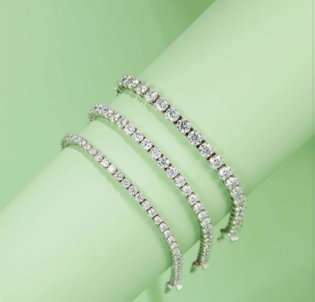 Multi color moissanite silver bracelet