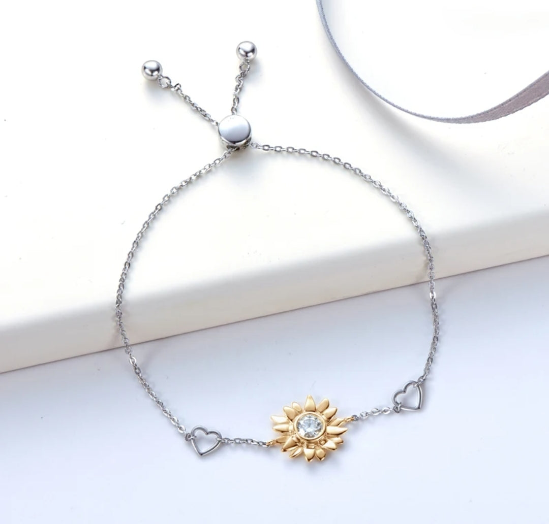 5mm sunflower moissanite silver bracelet