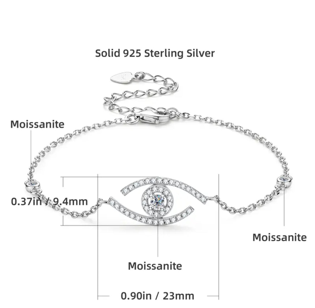 Eye shape moissanite silver bracelet