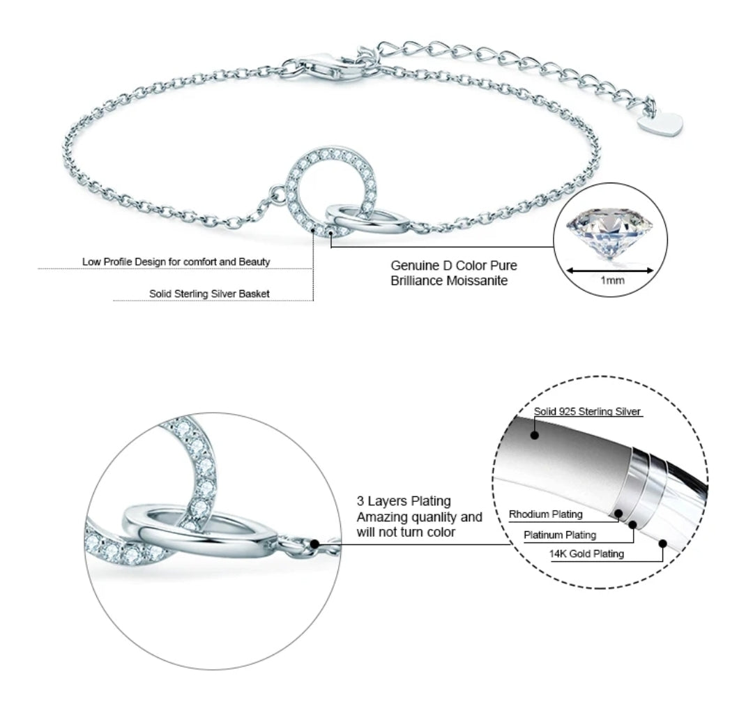 1mm*21pcs moissanite silver bracelet