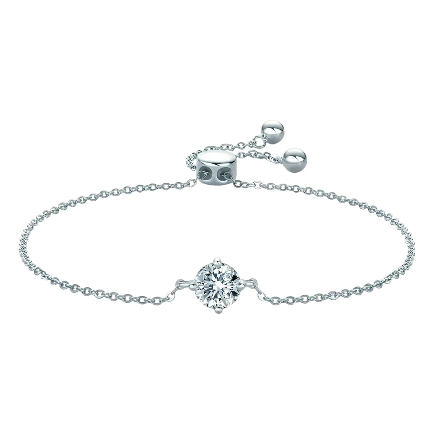 6.5mm adjustable moissanite silver bracelet