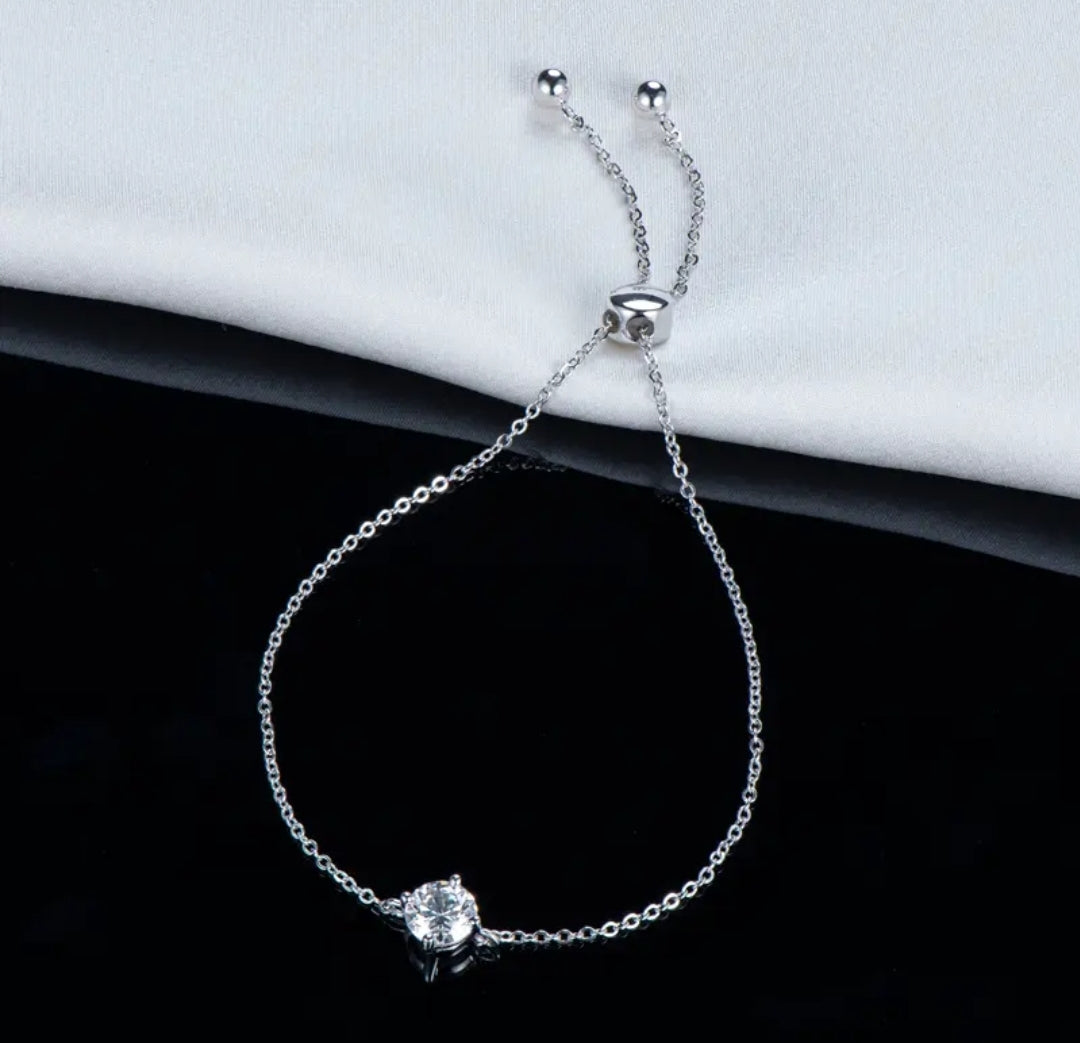 6.5mm adjustable moissanite silver bracelet