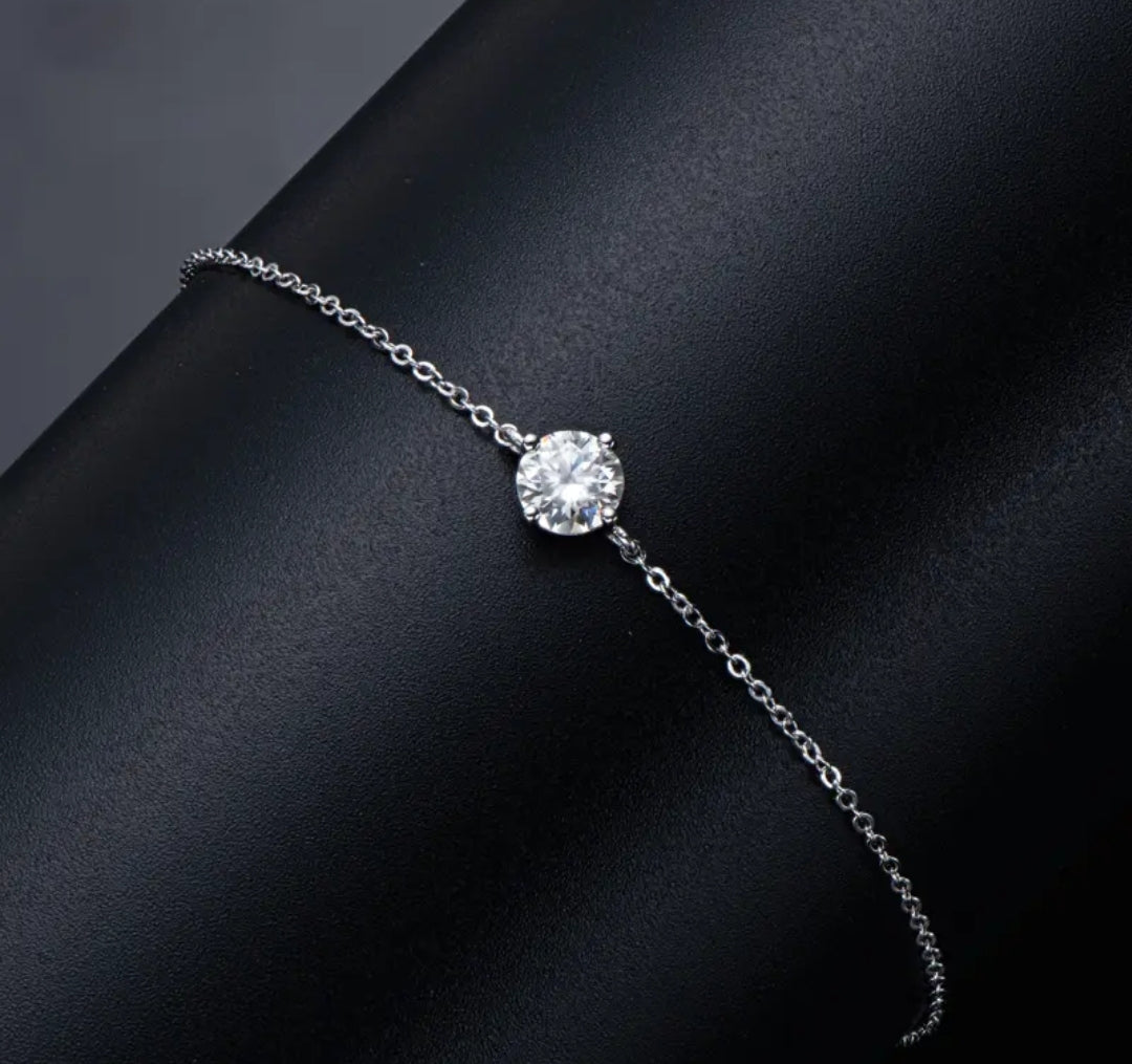 6.5mm adjustable moissanite silver bracelet