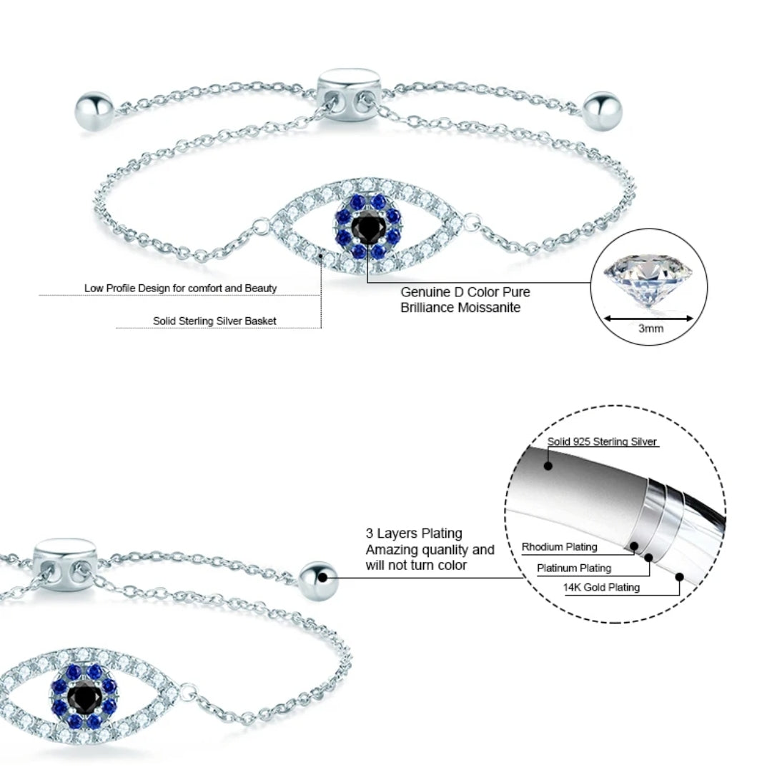 Black moissanite silver bracelet