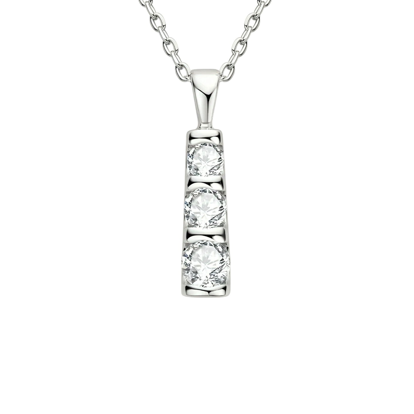 3 stone Moissanite pendant necklace