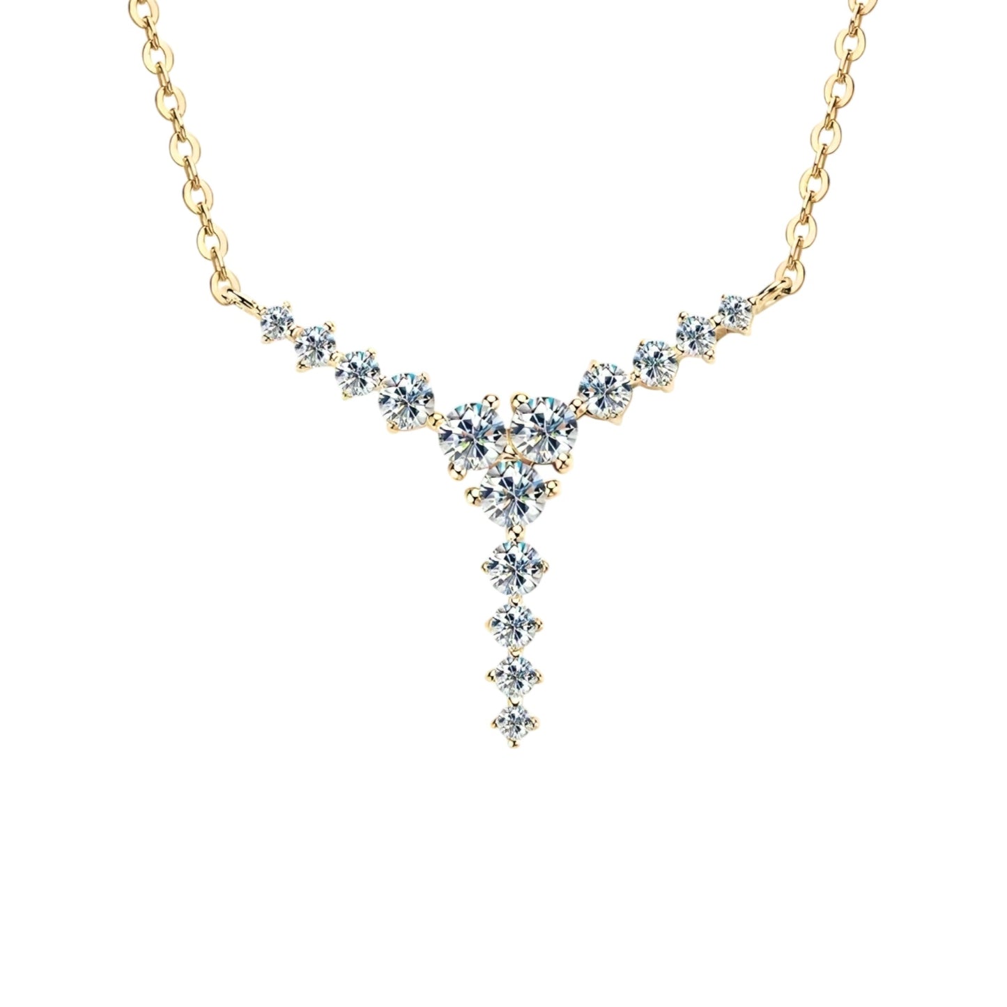 Unique Y shape Moissanite pendant necklace