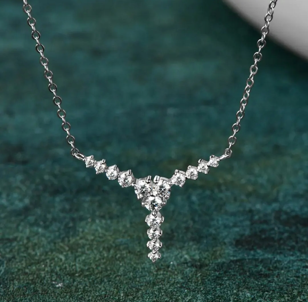 Unique Y shape Moissanite pendant necklace