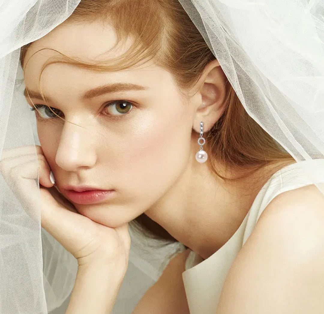 Cultured freshwater pearl drop earrings