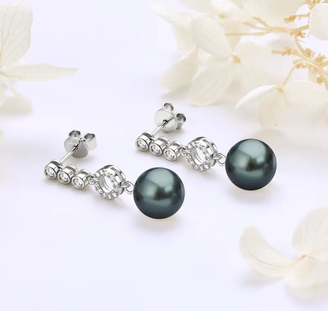 Tahitian black pearl drop earrings