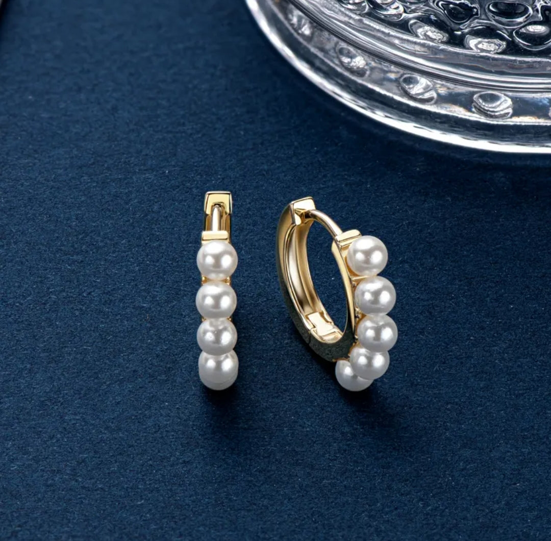 3.5-3.7mm 10pcs pearl hoop earrings