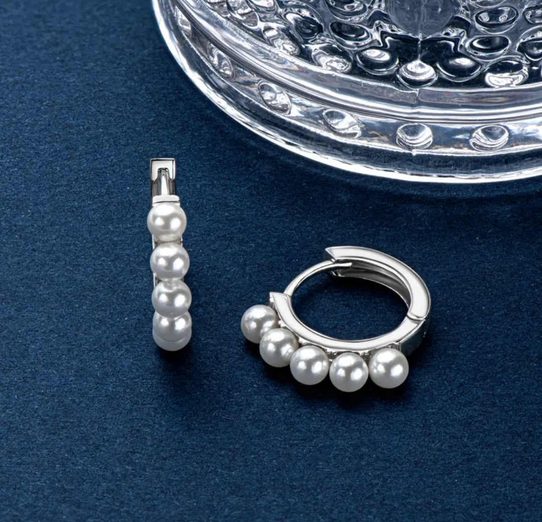 3.5-3.7mm 10pcs pearl hoop earrings