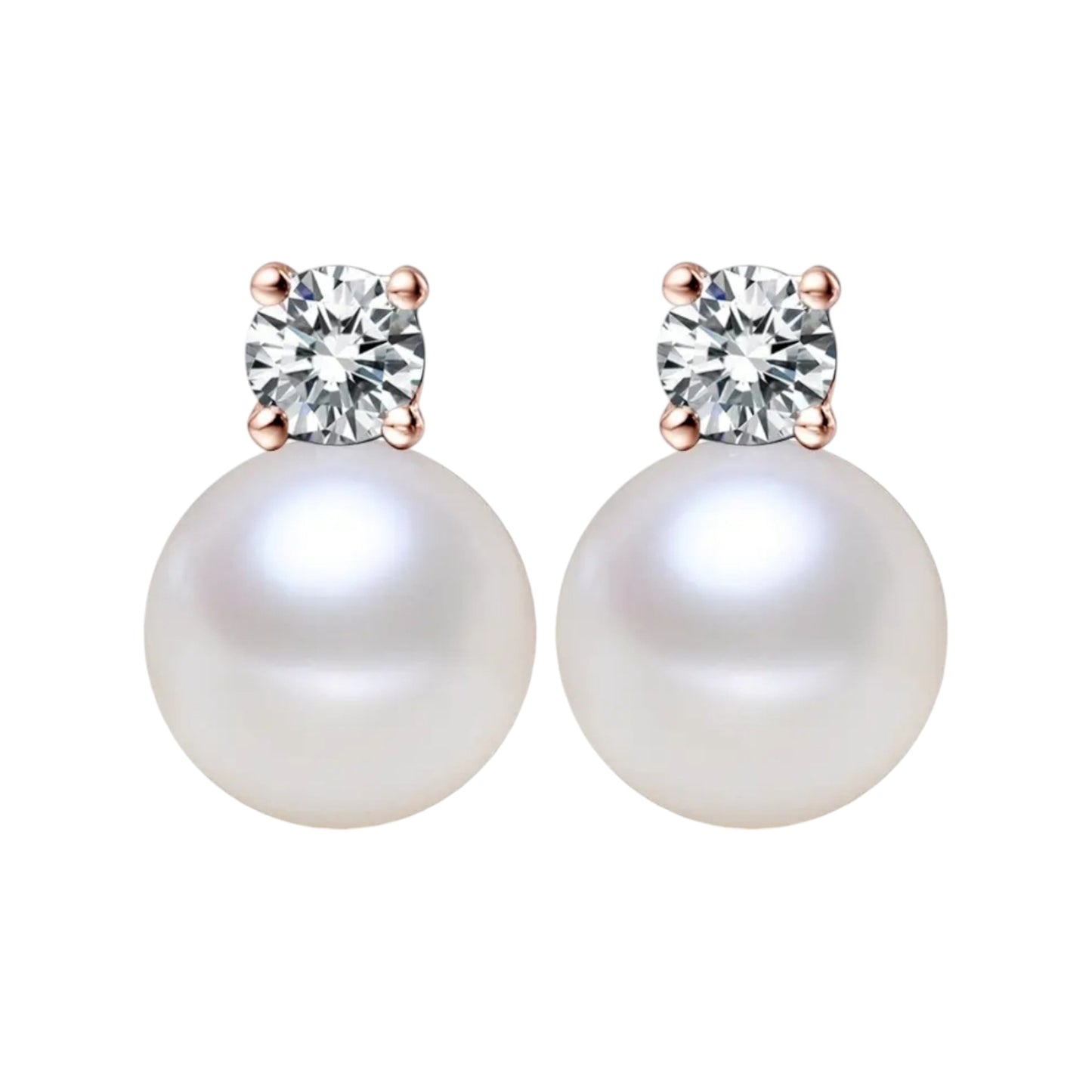 9mm rose gold pearl earrings