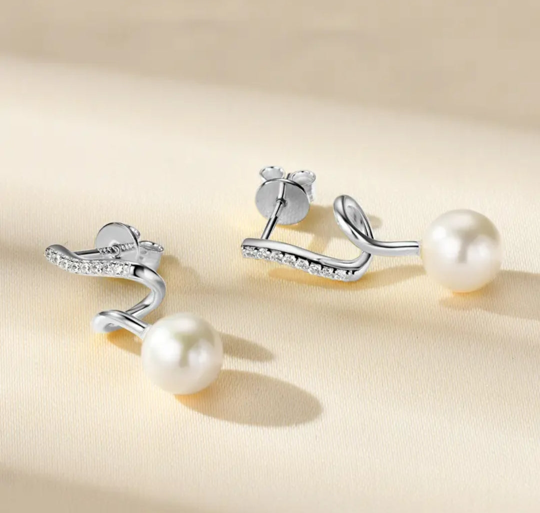 7-8mm twisted pearl earrings