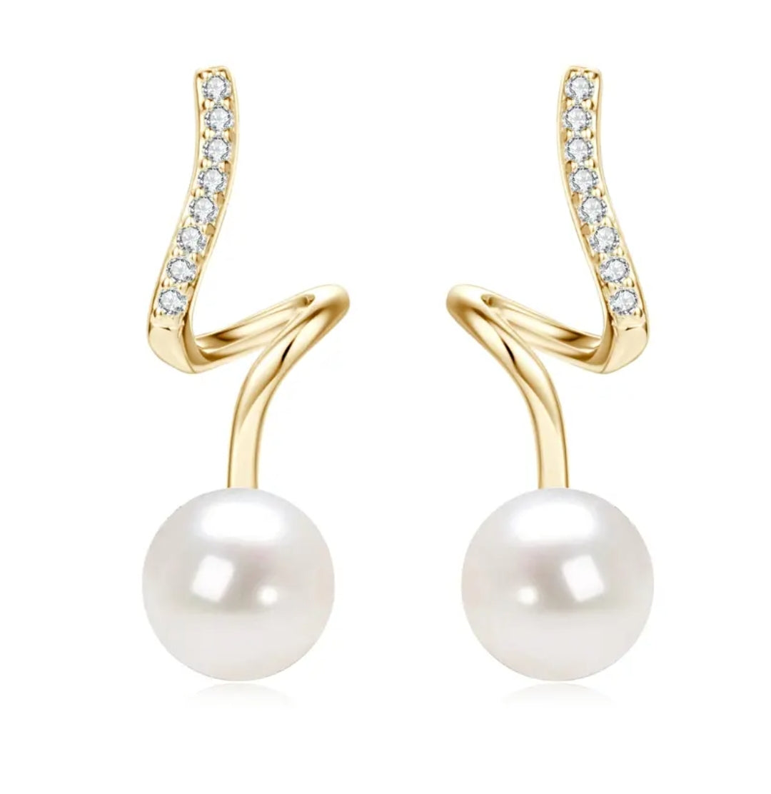 7-8mm twisted pearl earrings