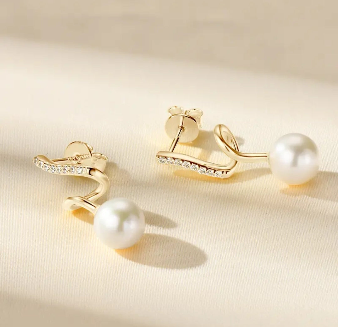 7-8mm twisted pearl earrings