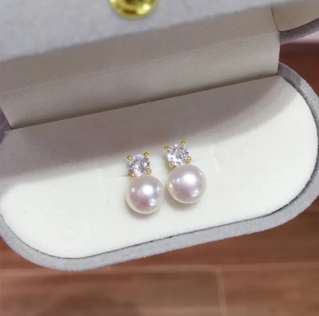 9mm rose gold pearl earrings
