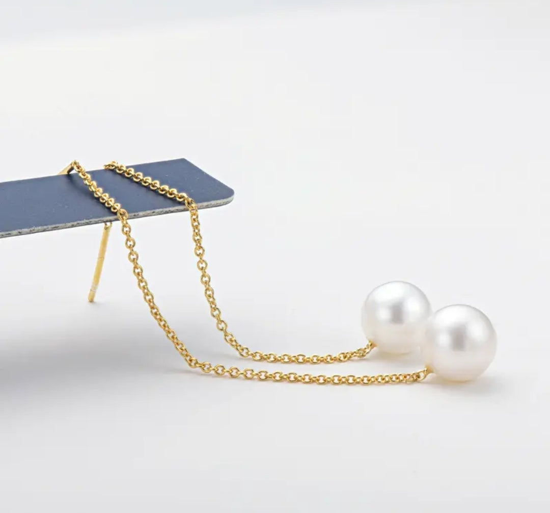 8-9mm drop freshwater pearl earrings