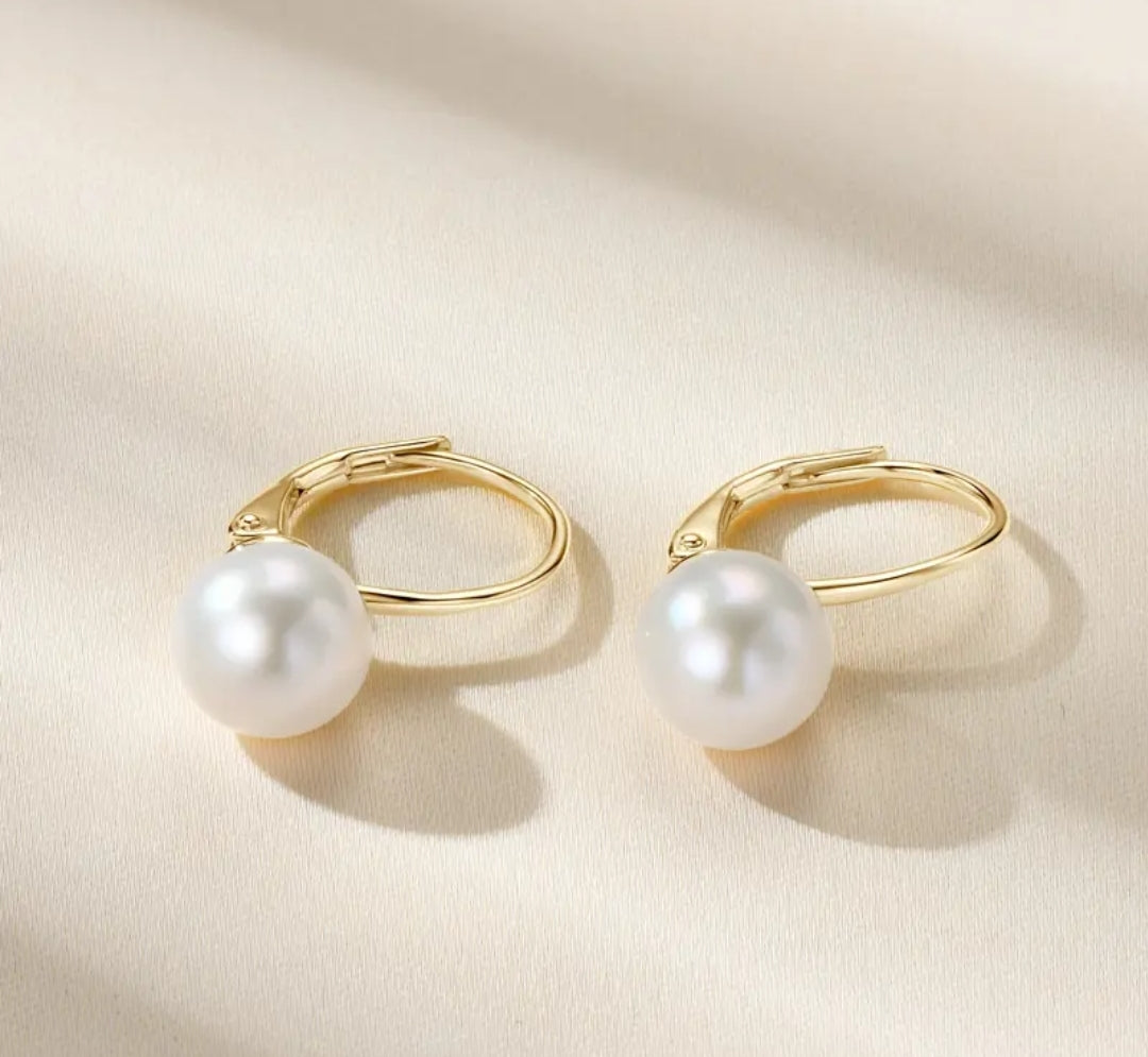 8-9mm rhodium plated pearl earrings