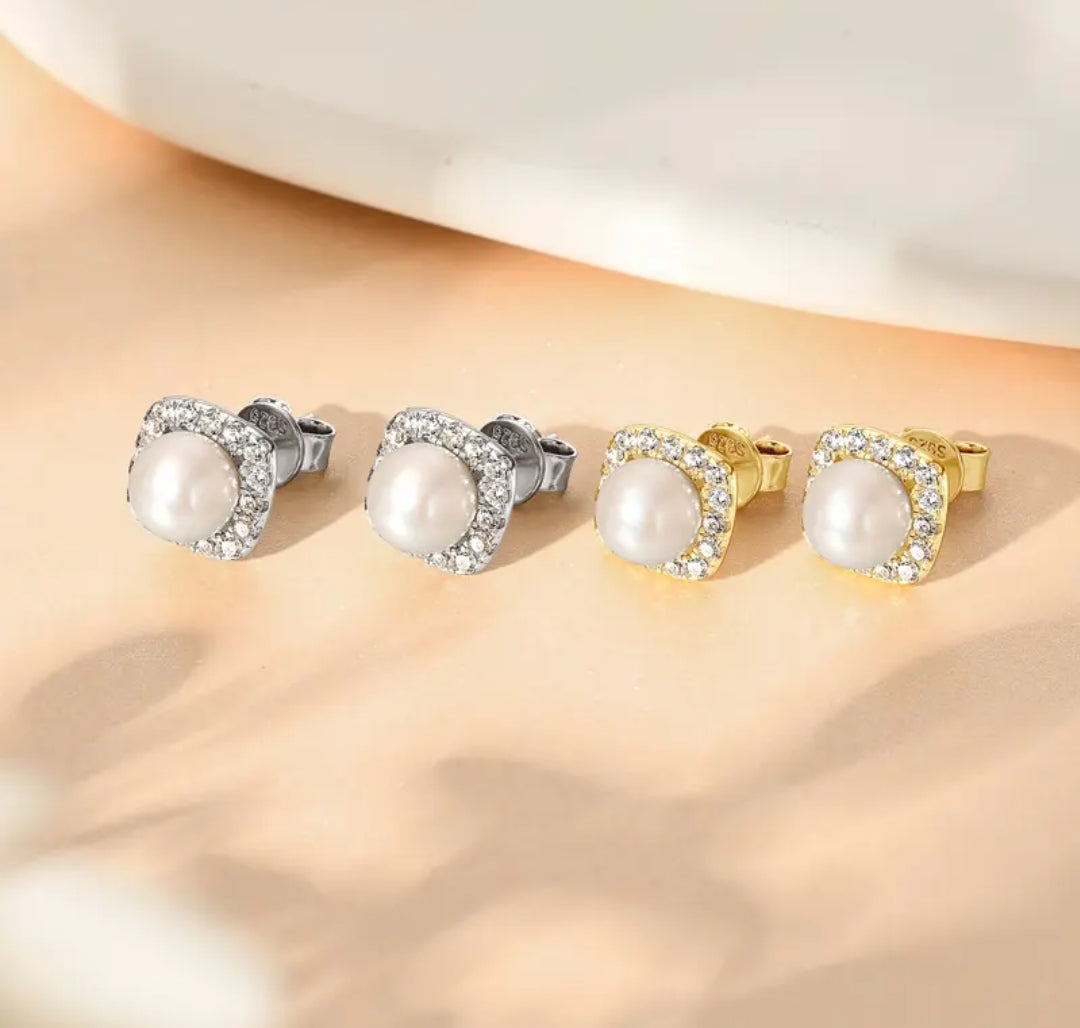 6mm stud pearl earrings