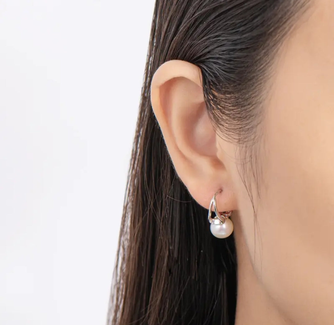 7-8mm hoop pearl earrings