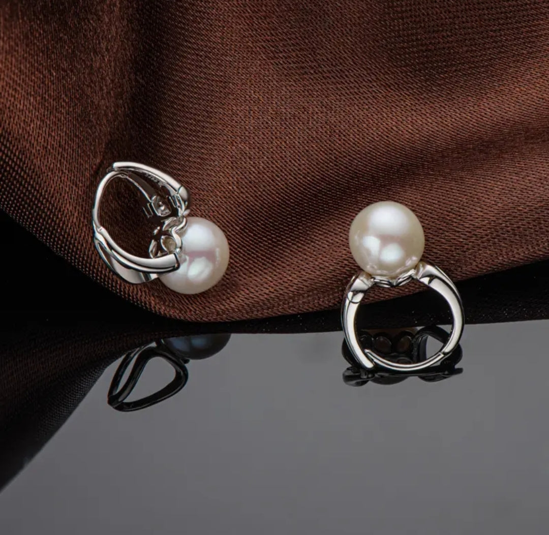 7-8mm hoop pearl earrings
