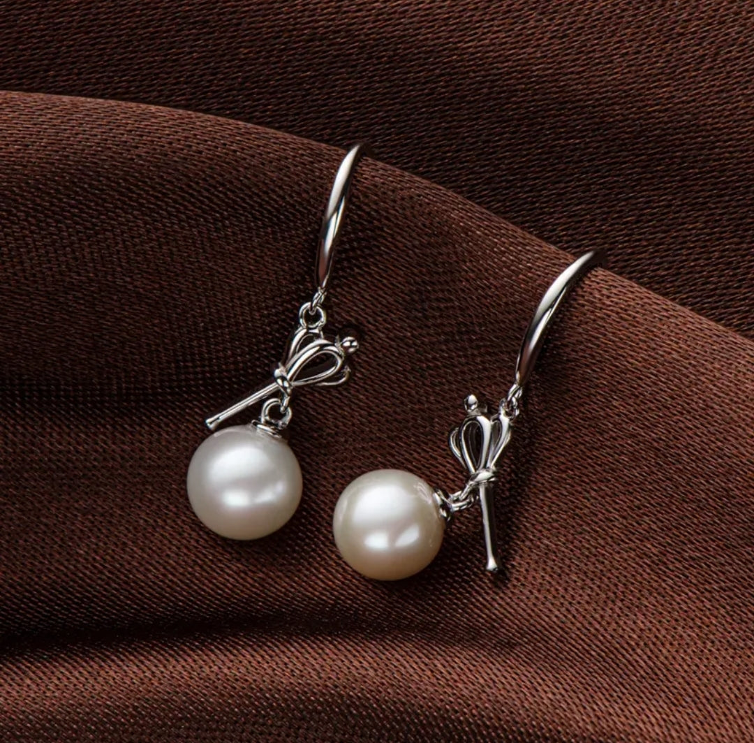 6-7mm dangle drop pearl earrings