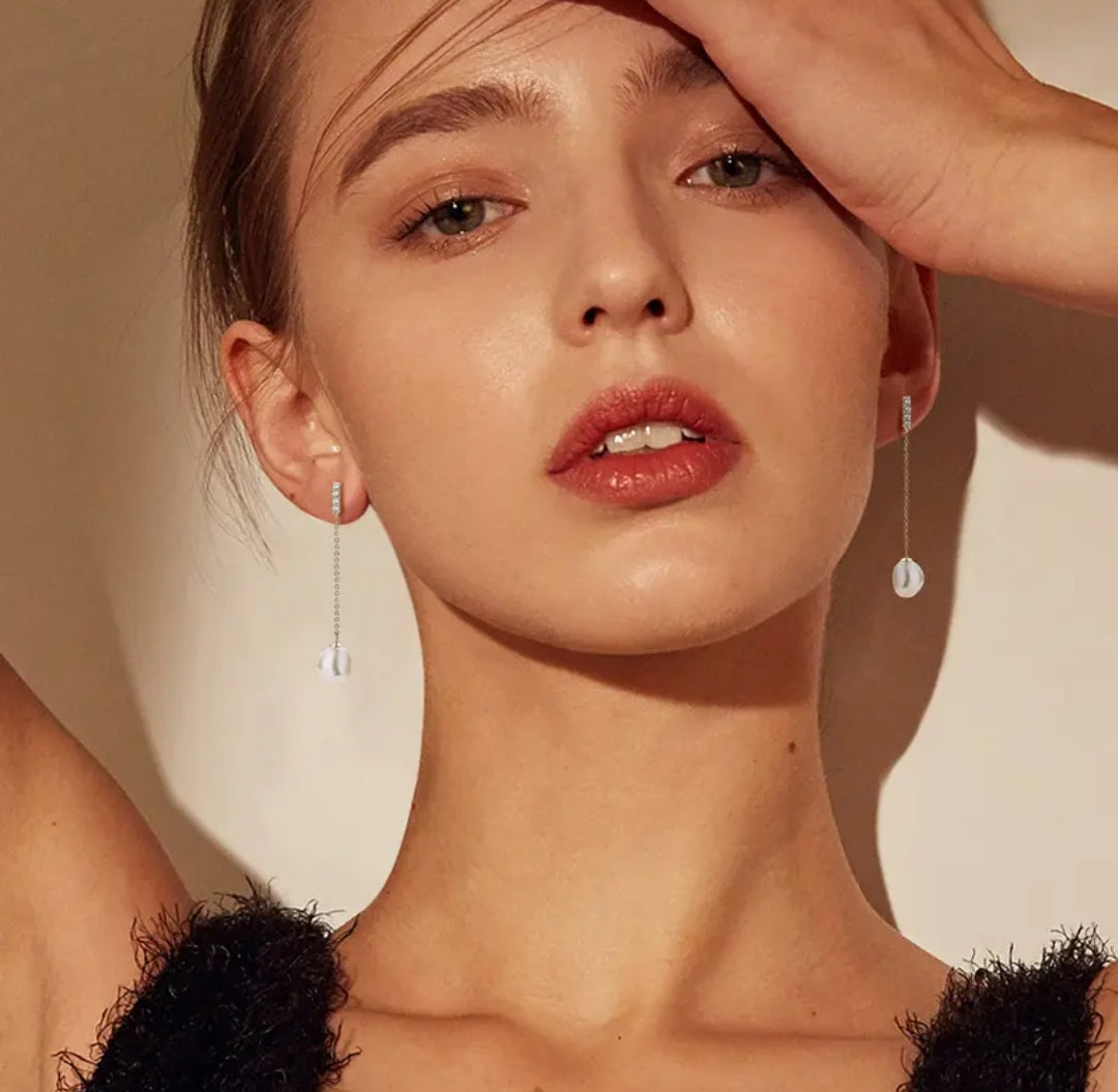 9-10mm oval shape pearl earrings